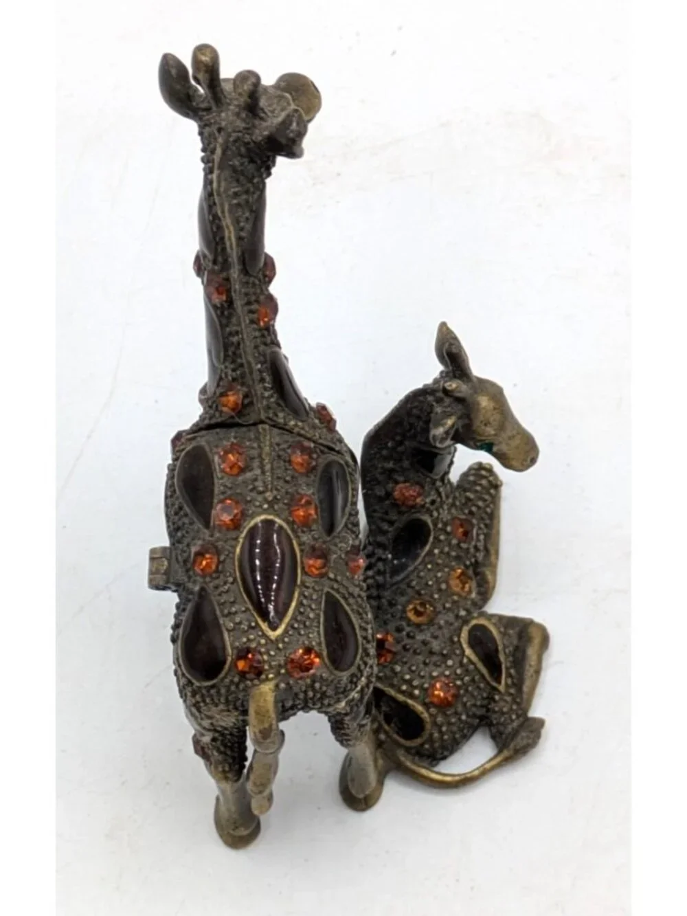 Standing Giraffe and Calf Hinged Trinket Box Jeweled and Enameled 3